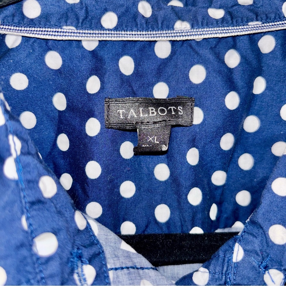 Talbots Blue and White Polka Dot Shirt - Picture 2 of 4